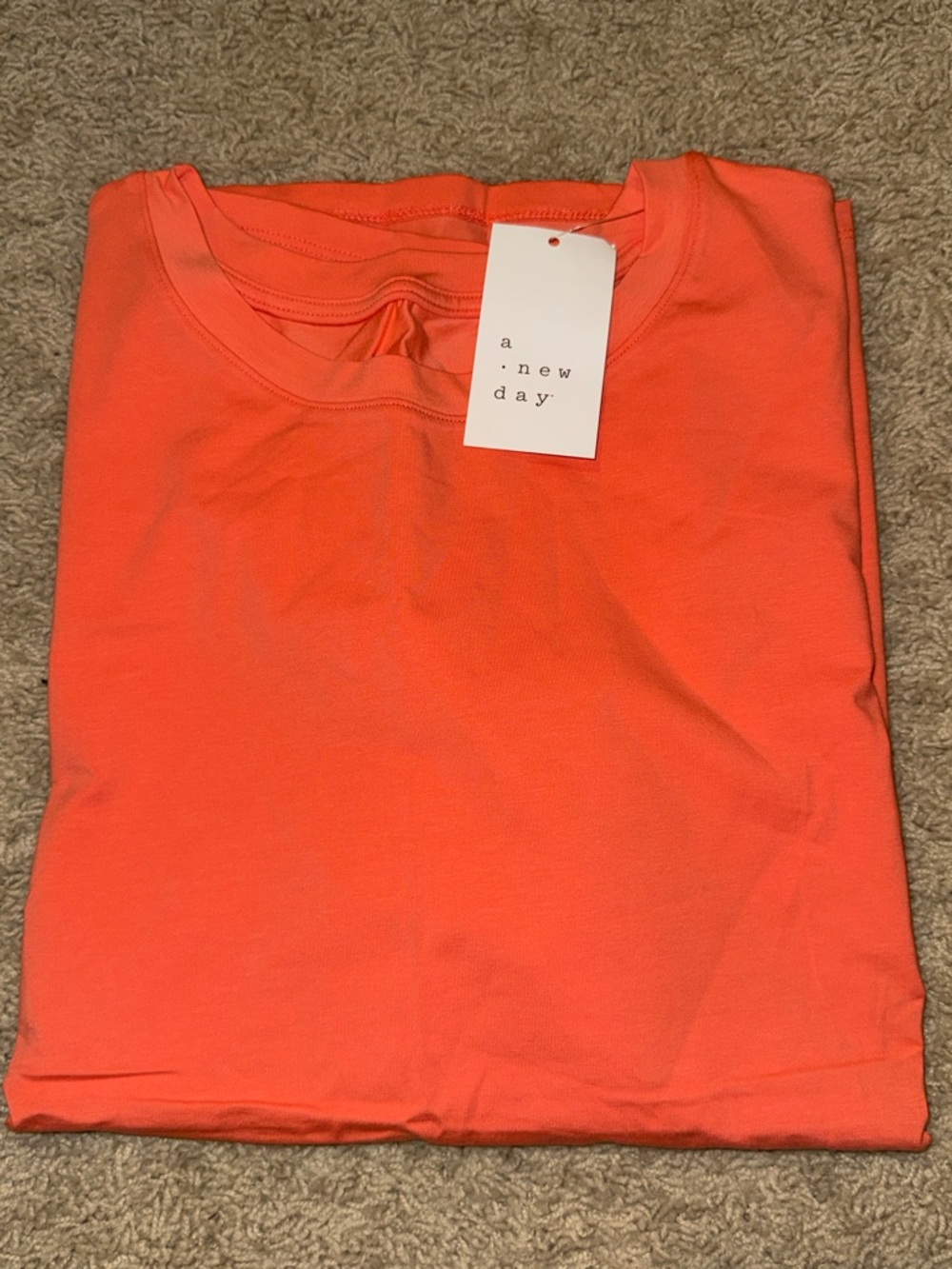 a new day Short-Sleeve Crewneck Top in Coral Orange